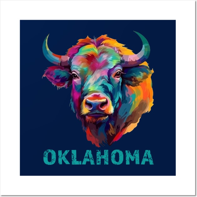 Oklahoma American Bison Lover Buffalo Souvenir Wall Art by Pine Hill Goods